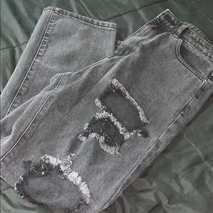 PrettyLittleThing Washed Black Straight Leg Jeans